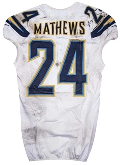 2013 Ryan Mathews Game Used San Diego Chargers Road Jersey Photo Matched to 10/20/2013 (Charger/MeiGray)